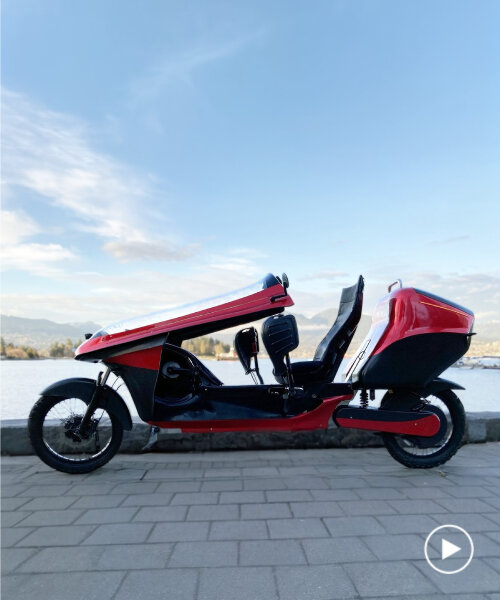 electrom’s slim e-bike resembles velomobile with movable top and locker at the back
