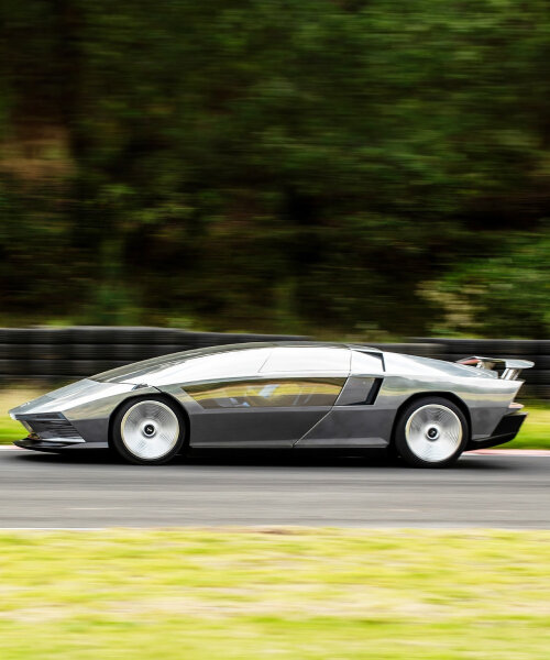 reflective supercar peralta S with mirror-polished body takes after the maserati boomerang