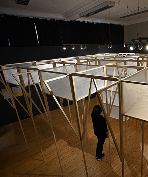 ryo yamada's site-specific timber installation visualizes future sea level at summerhall arts