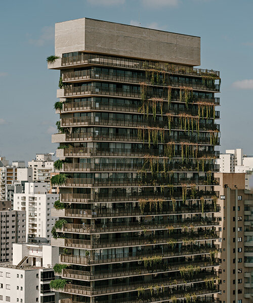 studio arthur casas wraps ribbed concrete tower with vertical gardens in são paulo