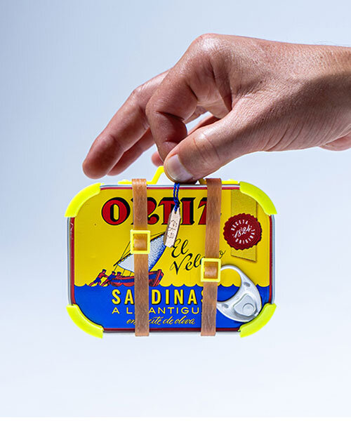 studio knob transforms iconic ortiz sardine cans into tiny sculptural suitcases