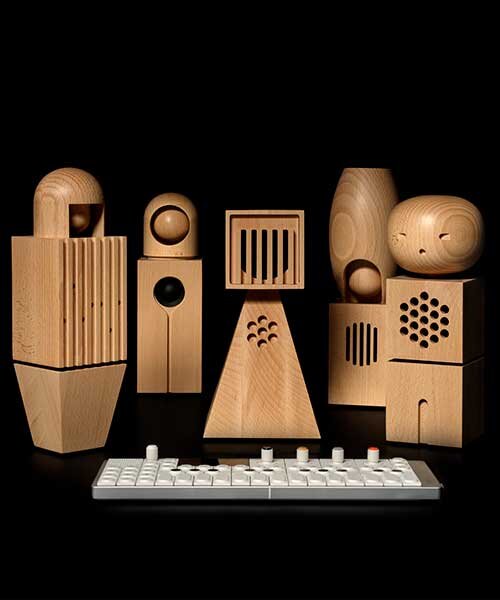 teenage engineering's choir is a quirky ensemble of wooden robot dolls that serenade you